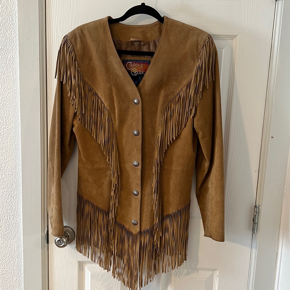 Woman’s Cripple Creek western style fringe leather jacket size M